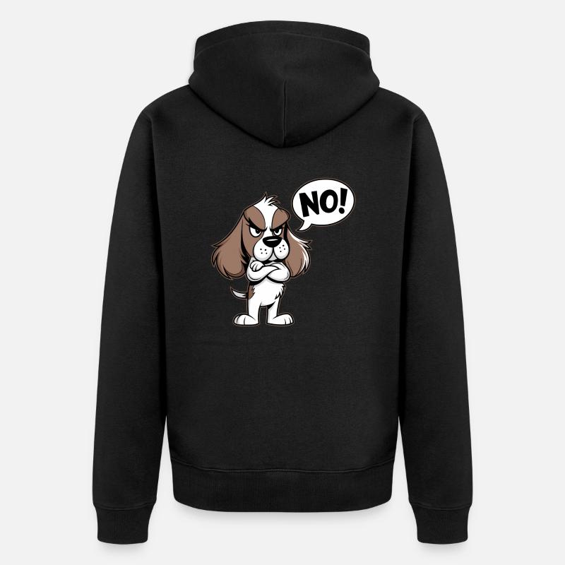 Cocker Spaniel disant "Non ! - Veste à capuche bio Premium Unisexe - noir