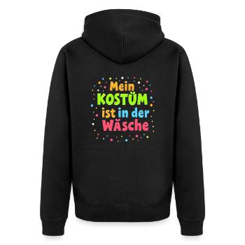 Mein Kostüm ist in der Wäsche - Lustiges Karneval - Unisex Premium Bio Zip Hoodie - Schwarz - Hinten - Nico (187cm)