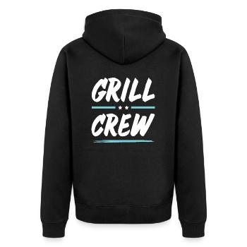 Grill Crew - Unisex Premium Bio Zip Hoodie - Schwarz - Hinten - Nico (187cm)