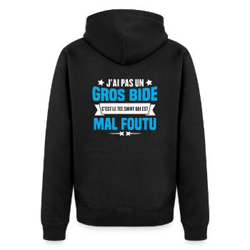 J'ai Pas Un Gros Bide Humour cadeau - Veste à capuche bio Premium Unisexe - noir - Dos - Nico (187cm)