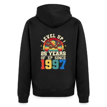 Level 25 1997 Geburtstag Gamer 25 Jahre - Unisex Premium Bio Zip Hoodie - Schwarz - Hinten - Nico (187cm)