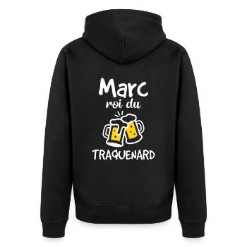 Marc Roi Du Traquenard - Humour De Marc - Veste à capuche bio Premium Unisexe - noir - Dos - Nico (187cm)