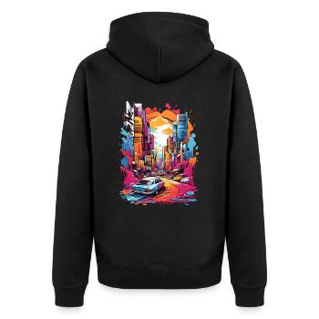 Paysage urbain - Veste à capuche bio Premium Unisexe - noir - Dos - Nico (187cm)
