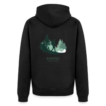 Hiking is My Therapy – Nature & Forest - Unisex Premium Organic Zip Hoodie - black - Back - Nico (187cm)
