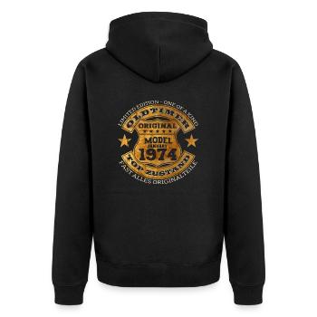 50th Birthday Vintage January Vintage 1974 - Unisex Premium Organic Zip Hoodie - black - Back - Nico (187cm)