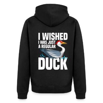 Kanadakranich | Kanadischer Kranich Vogel Geschenk - Unisex Premium Bio Zip Hoodie - Schwarz - Hinten - Nico (187cm)