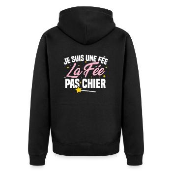 Je suis une fée la fée pas chier - Veste à capuche bio Premium Unisexe - noir - Dos - Nico (187cm)