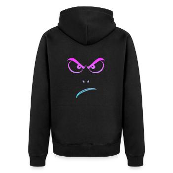 Angry, Grantig, böser Blick, grimmig - Unisex Premium Bio Zip Hoodie - Schwarz - Hinten - Nico (187cm)