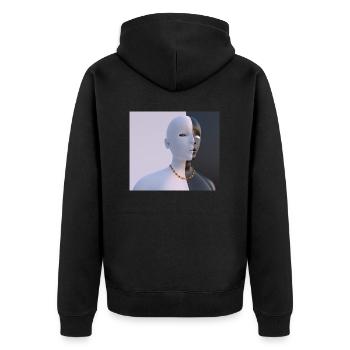 Zwei Gesichter - Unisex Premium Bio Zip Hoodie - Schwarz - Hinten - Nico (187cm)