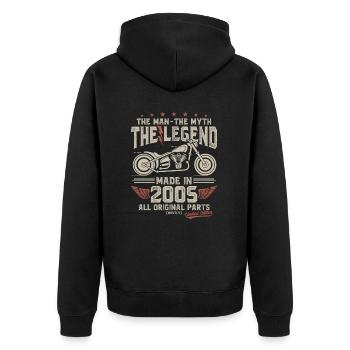 2005 Vintage Homme Mythe Légende Moto - Veste à capuche bio Premium Unisexe - noir - Dos - Nico (187cm)