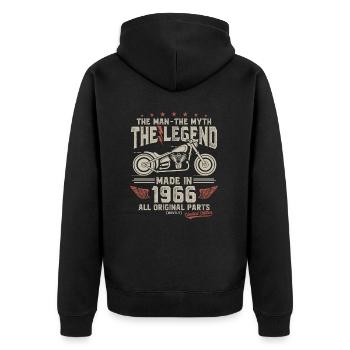 1966 Vintage homme mythe légende moto - Veste à capuche bio Premium Unisexe - noir - Dos - Nico (187cm)