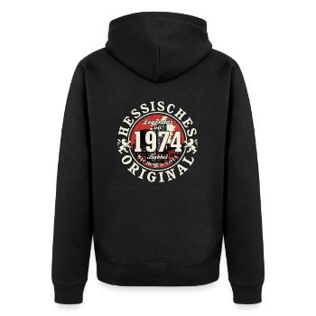 50. Geburtstag 2024 Hessisches Original Geschenk - Unisex Premium Bio Zip Hoodie - Schwarz - Hinten - Nico (187cm)