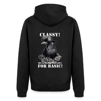 Steampunk Raven - Unisex Premium Organic Zip Hoodie - black - Back - Nico (187cm)