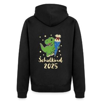 Écolier 2025 Dino avec cône de sucre - Veste à capuche bio Premium Unisexe - noir - Dos - Nico (187cm)