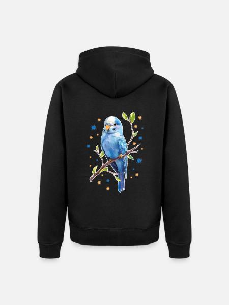 Budgie Stars - Unisex Premium Organic Zip Hoodie - black
