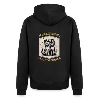 Halloween-Pärchenziele - Unisex Premium Bio Zip Hoodie - Schwarz - Hinten - Nico (187cm)