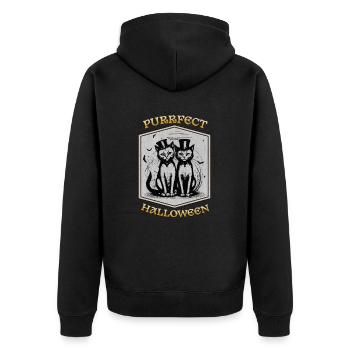 Perfektes Halloween - Unisex Premium Bio Zip Hoodie - Schwarz - Hinten - Nico (187cm)