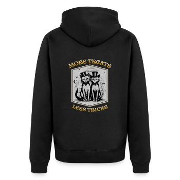 More treats less tricks - Unisex Premium Organic Zip Hoodie - black - Back - Nico (187cm)