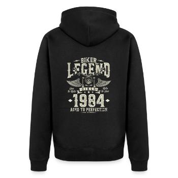 Légende du motard depuis 1984 - Veste à capuche bio Premium Unisexe - noir - Dos - Nico (187cm)