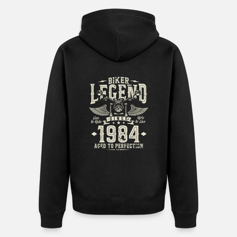 Légende du motard depuis 1984 - Veste à capuche bio Premium Unisexe - noir