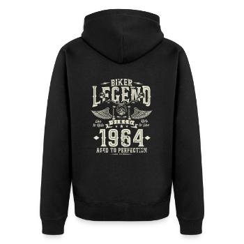 Légende du motard depuis 1964 - Veste à capuche bio Premium Unisexe - noir - Dos - Nico (187cm)