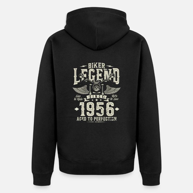 Légende du motard depuis 1956 - Veste à capuche bio Premium Unisexe - noir