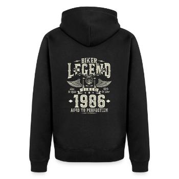 Légende du motard depuis 1986 - Veste à capuche bio Premium Unisexe - noir - Dos - Nico (187cm)