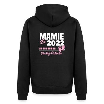 Mamie en 2022 / Cadeau future mamie 2022 - Veste à capuche bio Premium Unisexe - noir - Dos - Nico (187cm)