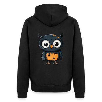 Eule Halloween Zombie - Unisex Premium Bio Zip Hoodie - Schwarz - Hinten - Nico (187cm)