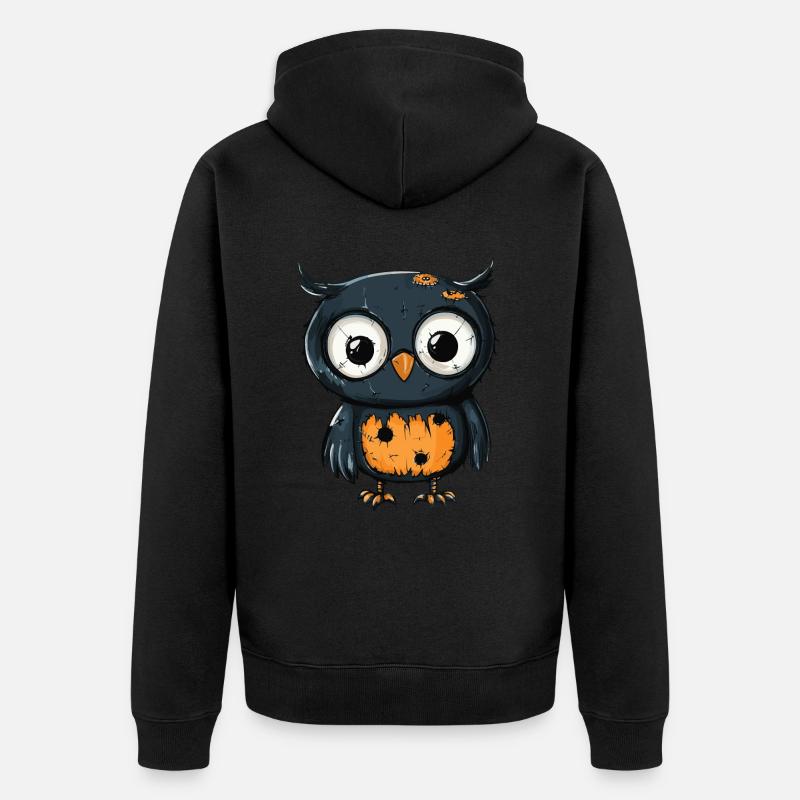Eule Halloween Zombie - Unisex Premium Bio Zip Hoodie - Schwarz