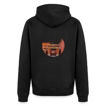 1420 forbidden city scene 1 - Unisex Premium Bio Zip Hoodie - Schwarz - Hinten - Nico (187cm)