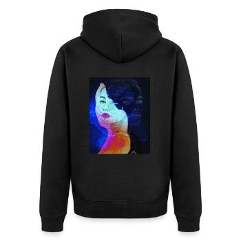 zwei Seiten - Unisex Premium Bio Zip Hoodie - Schwarz - Hinten - Nico (187cm)