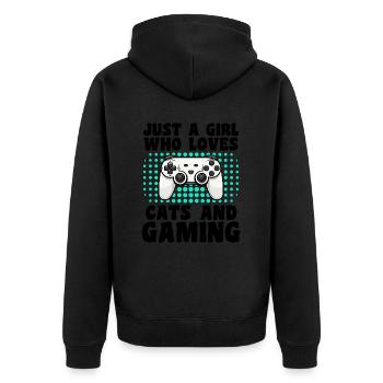 Gamer Girl Cats: Katzenliebhaber, Videospiele - Unisex Premium Bio Zip Hoodie - Schwarz - Hinten - Nico (187cm)