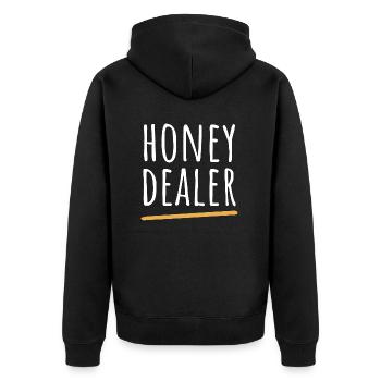 Honey Dealer Imker Biene Honig Bienen Imkerei Wabe - Unisex Premium Bio Zip Hoodie - Schwarz - Hinten - Nico (187cm)