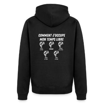 comment j'occupe mon temps libre - Veste à capuche bio Premium Unisexe - noir - Dos - Nico (187cm)