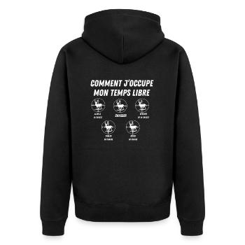 comment j'occupe mon temps libre - Veste à capuche bio Premium Unisexe - noir - Dos - Nico (187cm)