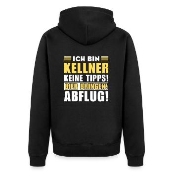 Ich bin Kellner - Keine Tipps! Bier bringen - Unisex Premium Bio Zip Hoodie - Schwarz - Hinten - Nico (187cm)