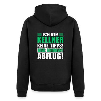 Ich bin Kellner - Keine Tipps! Bier bringen - Unisex Premium Bio Zip Hoodie - Schwarz - Hinten - Nico (187cm)