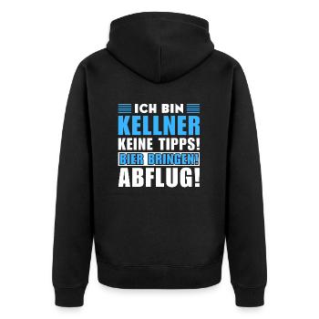 Ich bin Kellner - Keine Tipps! Bier bringen - Unisex Premium Bio Zip Hoodie - Schwarz - Hinten - Nico (187cm)