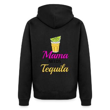 Mama needs Tequila - Unisex Premium Organic Zip Hoodie - black - Back - Nico (187cm)