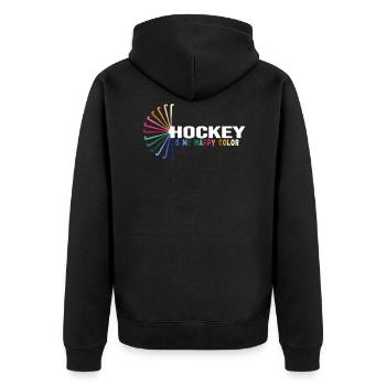 hockey feldhockey hockeysport fieldhockey - Unisex Premium Bio Zip Hoodie - Schwarz - Hinten - Nico (187cm)