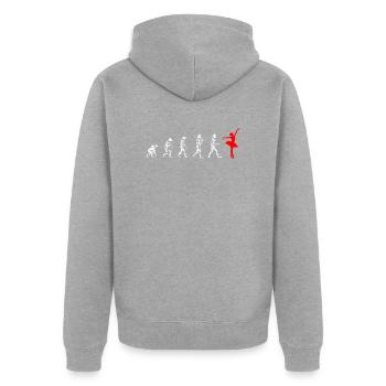 Dancers-Evolution - Unisex Premium Bio Zip Hoodie - Grau meliert - Hinten - Nico (187cm)