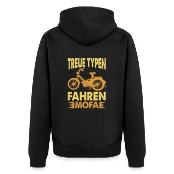 mofa moped scooter - Unisex Premium Bio Zip Hoodie - Schwarz - Hinten - Nico (187cm)