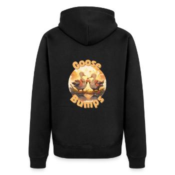 Lustige Gänse geben sich eine Faust Bump fist Spaß - Unisex Premium Bio Zip Hoodie - Schwarz - Hinten - Nico (187cm)