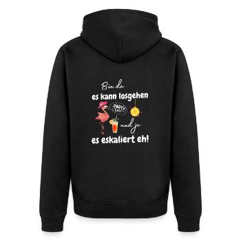 Mädels Party Flamingo Cocktail Junggesellinnen - Unisex Premium Bio Zip Hoodie - Schwarz - Hinten - Nico (187cm)