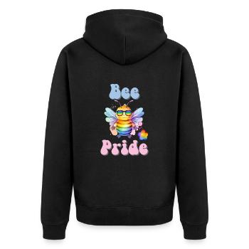 Lustige pride Biene Regenbogenfarben Sonnenbrille - Unisex Premium Bio Zip Hoodie - Schwarz - Hinten - Nico (187cm)