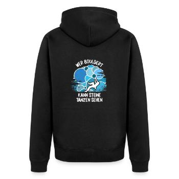 Vintage Bouldern Boulderer Klettern Kletterer - Unisex Premium Bio Zip Hoodie - Schwarz - Hinten - Nico (187cm)