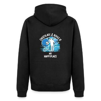 Boule Petanque Boccia Boules Schokolade - Unisex Premium Bio Zip Hoodie - Schwarz - Hinten - Nico (187cm)