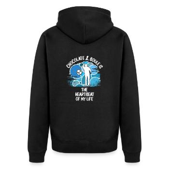Boule Petanque Boccia Boules Schokolade - Unisex Premium Bio Zip Hoodie - Schwarz - Hinten - Nico (187cm)