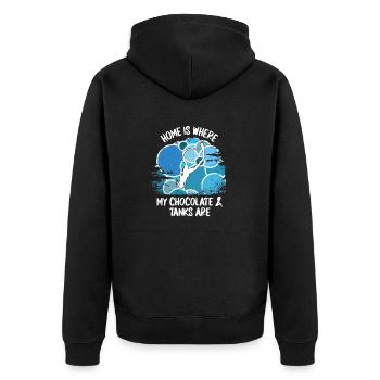 Taucher tauchen Sporttaucher Gerätetauchen - Unisex Premium Bio Zip Hoodie - Schwarz - Hinten - Nico (187cm)